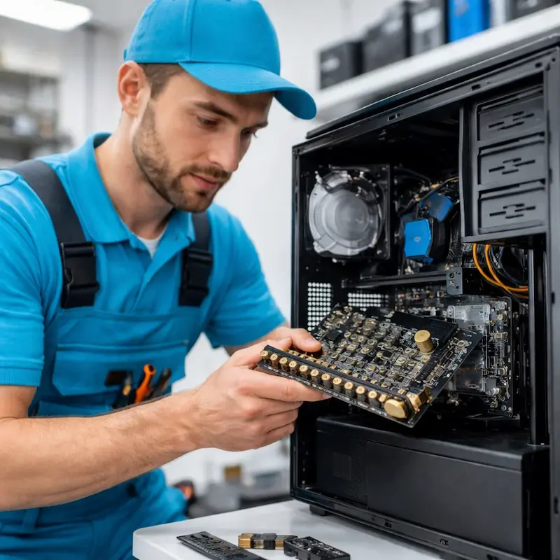 Мастер устанавливает звуковую карту на ПК во Владимире